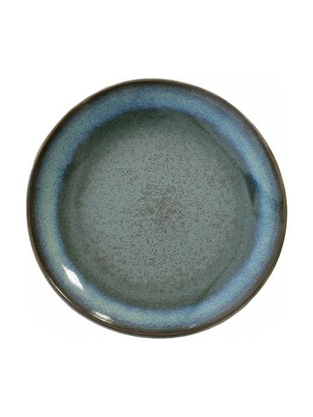 Ručne vyrobený tanier v retro štýle 70's, 2 ks, Kamenina, Tóny modrej a zelenej, Ø 18 cm