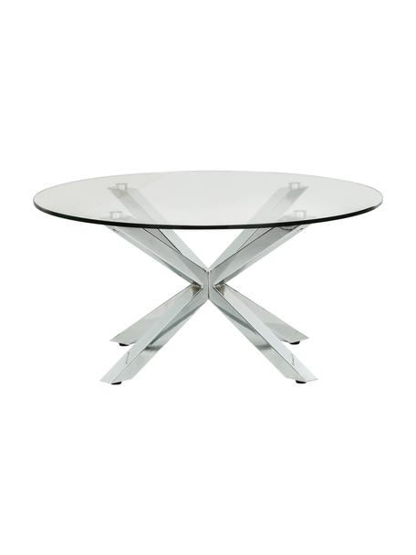 Table basse ronde en métal et verre Emilie, Transparent, couleur chrome, Ø 82 x haut. 40 cm