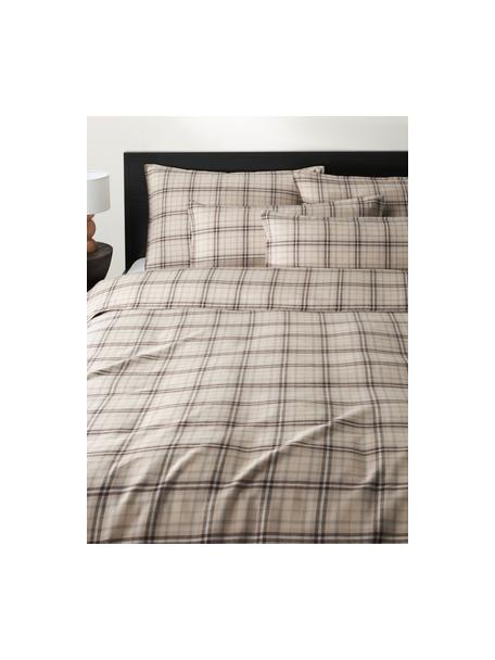 Funda nórdica de franela a cuadros Linsay, Gris, beige, Cama 90 cm (155 x 220 cm)