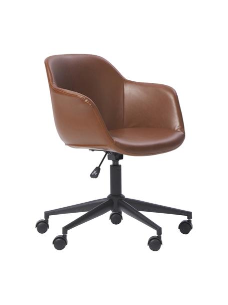 Otočná kancelárska stolička z umelej kože s úzkym sedadlom Fiji, Umelá koža hnedá, Š 66 x H 66 cm