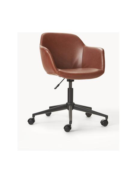 Krzesło biurowe ze sztucznej skóry Fiji, obrotowe, Tapicerka: skóra ekologiczna (100% p, Stelaż: metal malowany proszkowo, Nugatowa sztuczna skóra, S 66 x G 66 cm