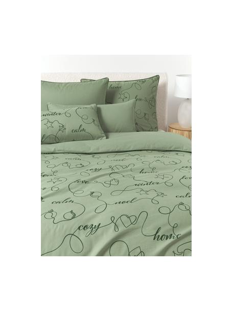 Winterlicher Flanell-Bettdeckenbezug Isabelle mit Kederumrandung, Webart: Flanell Flanell ist ein k, Salbeigrün, B 135 x L 200 cm