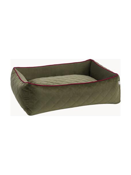 Panier en velours pour chien Oxford, tailles variées, Vert olive, lie de vin, larg. 68 x prof. 55 cm