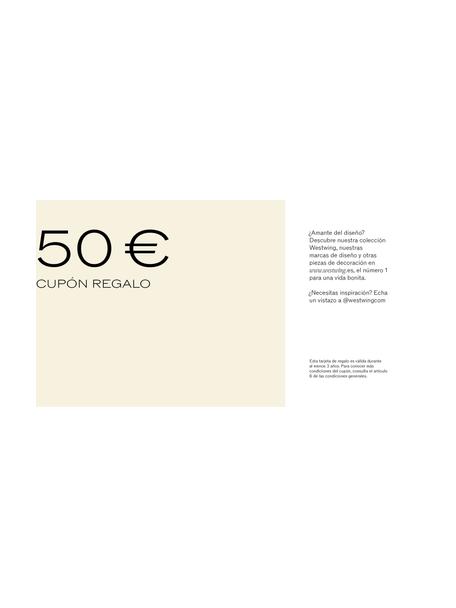 Cupón regalo, Cupón impreso en papel fino, en un sobre de alta calidad, Blanco crema, negro, 50