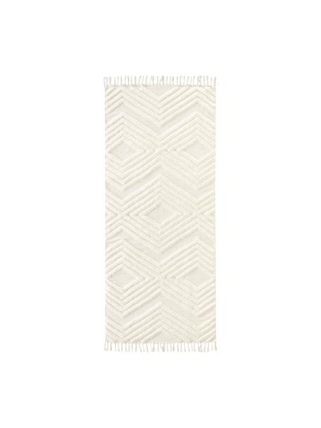 Ręcznie tkany chodnik z bawełny Ziggy, 100% bawełna, Kremowobiały, S 80 x D 200 cm
