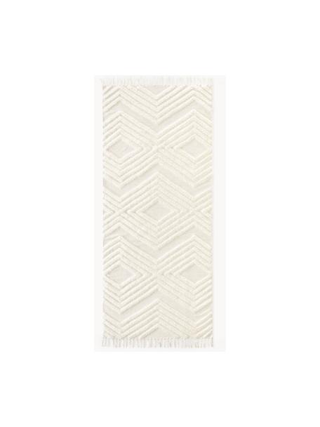 Tapis de couloir en coton tissé main Ziggy, 100 % coton, Blanc crème, larg. 80 x long. 200 cm