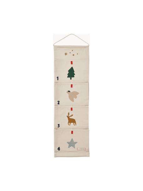 Calendrier de l'Avent en coton bio Holly, 100 % coton bio, certifié GOTS, Blanc cassé, multicolore, larg. 24 x haut. 84 cm