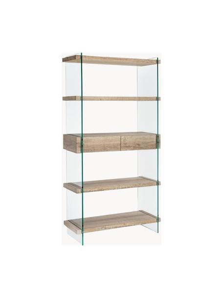 Regál se skleněnými stěnami a 5 policemi Kenya, Dřevo, transparentní, Š 90 cm, V 180 cm