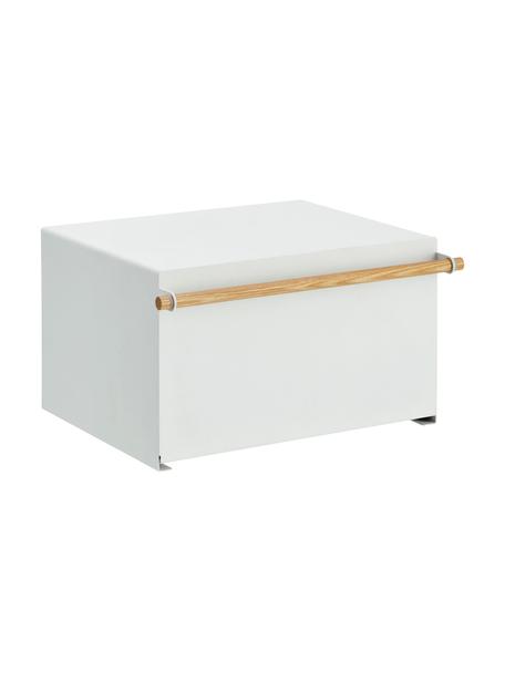 Boîte à pain avec ouverture magnétique Tosca, Blanc, bois clair, larg. 43 x long. 24 cm