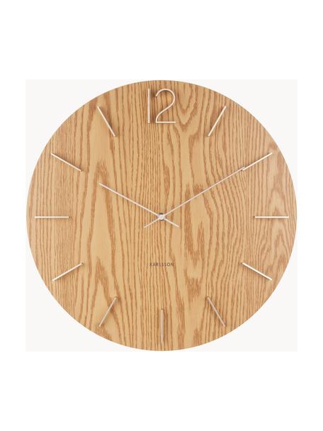 Nástěnné hodiny Meek, MDF deska (dřevovláknitá deska střední hustoty), Dřevo, zlatá, Ø 50 cm