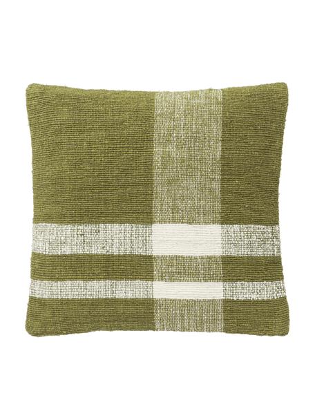 Decoratieve kussenhoes Brennan van linnenmix, Groen, B 45 x L 45 cm