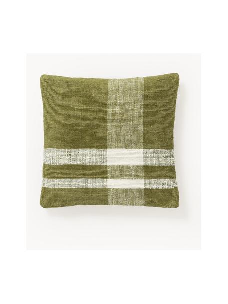 Decoratieve kussenhoes Brennan van linnenmix, Groen, B 45 x L 45 cm