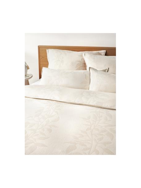 Jacquard Musselin-Bettdeckenbezug Jasmina mit floralem Muster in Beige, Webart: Musselin Fadendichte 205 , Beige, B 135 x L 200 cm