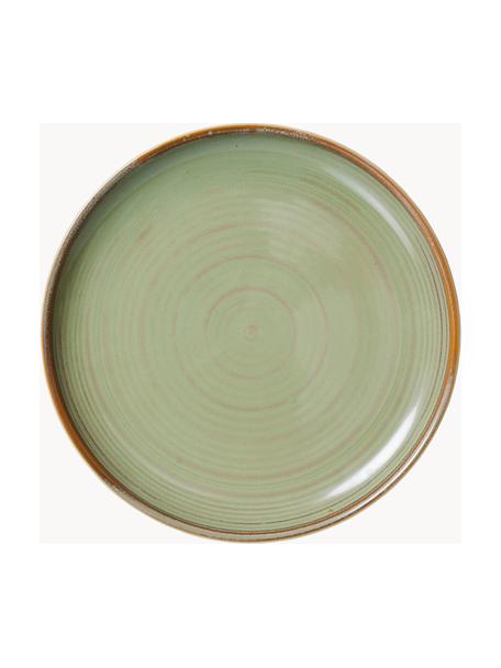 Set de platos postre artesanales de porcelana Chef, 4 uds., Porcelana, Verde oliva, Ø 20 cm