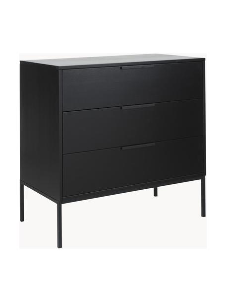 Komoda so zásuvkou Adam, Borovicové drevo, čierna lakované, Š 94 x V 93 cm