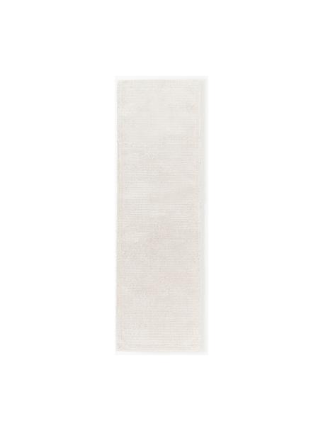 Nadýchaný běhoun s vysokým vlasem a strukturovaným povrchem Wes, ručně tkaný, 100 % polyester, certifikace GRS, Krémově bílá, Š 80 cm, D 250 cm