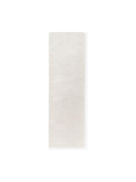 Tapis de couloir moelleux tissé main Wes, 100 % polyester, certifié GRS, Blanc crème, larg. 80 x long. 250 cm