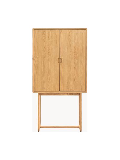 Credenza alta in legno Craft, Ripiani: vetro, Gambe: legno di quercia, Legno, Larg. 85 x Alt. 160 cm