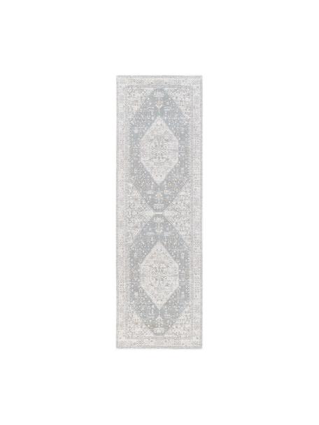 Ručne tkaný ženilkový behúň Neapel, Sivomodrá, krémovobiela, Š 80 x D 250 cm