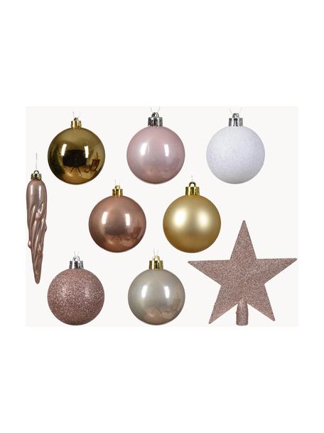 Set 33 decorazioni per albero di Natale Starstruck, Plastica, Bianco, dorato, rame, rosa, Set in varie misure