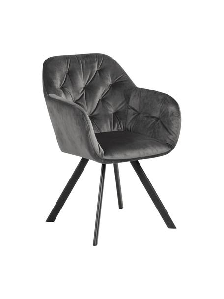 Chaise pivotante velours Lucie, Velours gris foncé, larg. 58 x prof. 62 cm