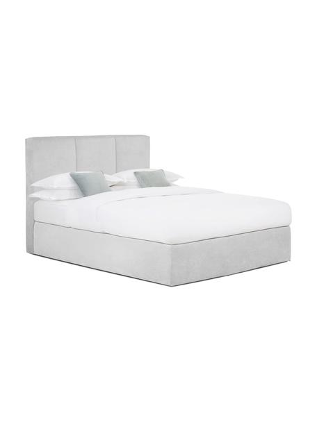 Boxspringbett Oberon, Matratze: 5-Zonen-Taschenfederkern, Webstoff Hellgrau, B 200 x L 200 cm, Härtegrad H3