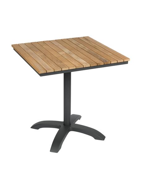 Mesa bistró para exterior de teca Mood, Tablero: madera de teca, Estructura: aluminio con pintura en p, Teca, gris antracita, An 70 x Al 70 cm