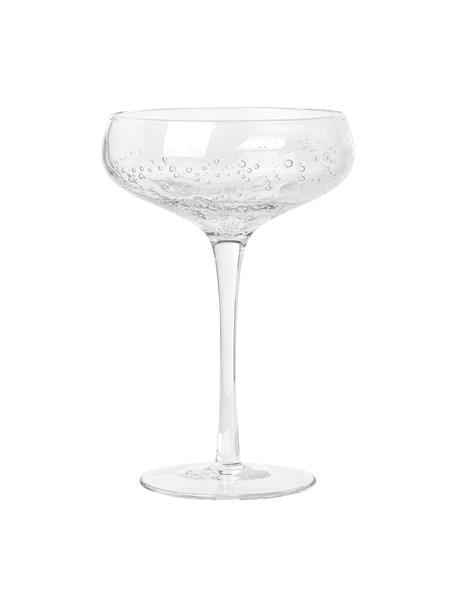 Copas pompadour de champán de vidrio soplado artesanalmente con burbujas Bubble, 4 uds., Vidrio, Transparente, Ø 11 x Al 16 cm