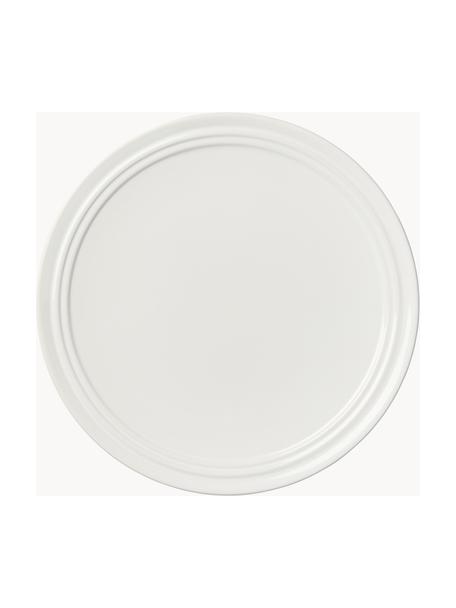 Plato llano artesanal Stevns, Cerámica de gres esmaltada, Blanco Off White brillante, Ø 28 cm