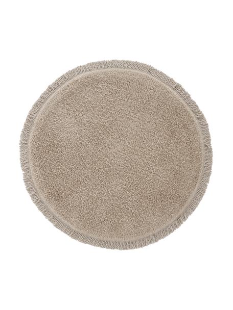 Tappeto bagno rotondo in cotone beige Loose, 100% cotone, Beige, Ø 70 cm