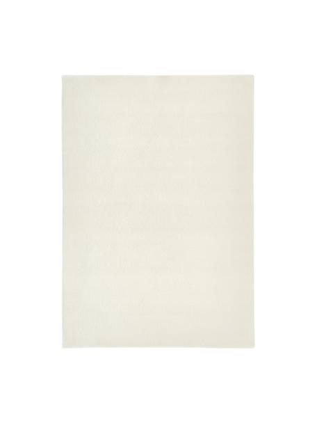 Tappeto in lana a pelo corto fatto a mano Jadie, Retro: 70% cotone, 30% poliester, Bianco crema, Larg. 80 x Lung. 150 cm (taglia XS)