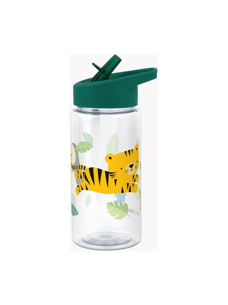 Botella Jungle Tiger, Plástico, sin BPA ni sustancias ftalatadas, apto para uso alimentario, homologado por la LFGB, Verde oscuro, multicolor, 450 ml