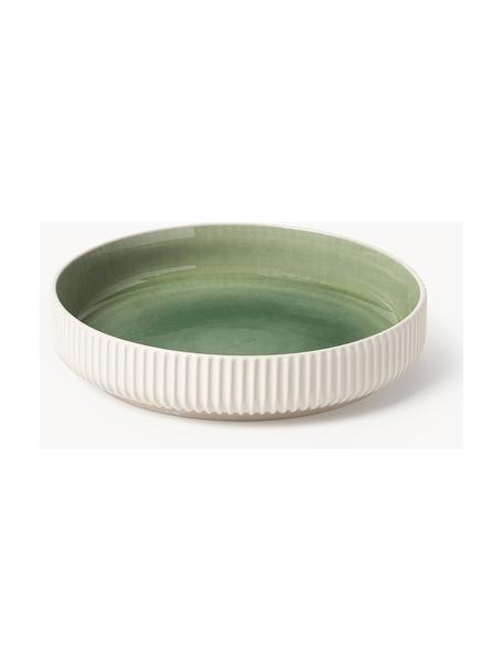 Assiettes à pâtes Bora, 4 pièces, Grès, émaillé, Vert clair, beige clair, Ø 22 cm