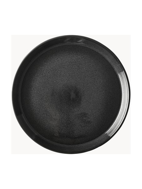 Platos llanos con esmalte reactivo Gastro, 6 uds., Cerámica de gres, Negro, Ø 27 cm