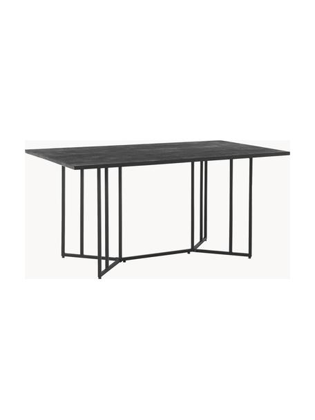 Table de salle à manger en bois de manguier Luca, tailles variées, Manguier noir laqué, cadre noir, larg. 160 x prof. 90 cm