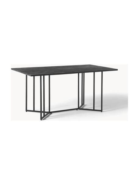 Mesa de comedor de madera de mango Luca, 180 x 90 cm, tamaños diferentes, Tablero: madera de mango, Estructura: metal, plástico, Madera de mango lacada en negro, negro, An 160 x F 90 cm