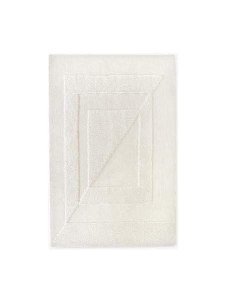 Pluizig hoogpolig vloerkleed Zion met verhoogde hoog-laag structuur, Onderzijde: 55% polyester, 45% katoen, Crèmewit, B 120 x L 180 cm (maat S)