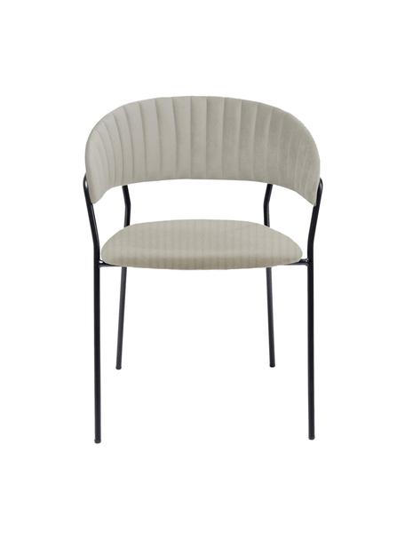 Krzesło tapicerowane Belle, 2 szt., Tapicerka: aksamit (100% poliester) , Stelaż: stal malowana proszkowo, Szary aksamit, czarny, S 57 x G 54 cm