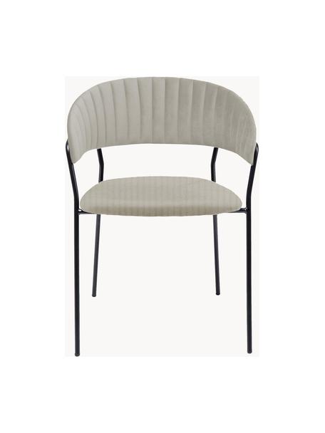 Fluwelen stoelen Belle, 2 stuks, Bekleding: fluweel (100% polyester) , Frame: gepoedercoat staal, Fluweel grijs, zwart, B 57 x H 54 cm