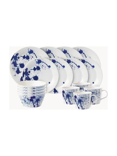 Vajilla de porcelana Pacific Blue, 4 comensales (16 pzas.), Porcelana, Abstracto, 4 comensales (16 pzas.)