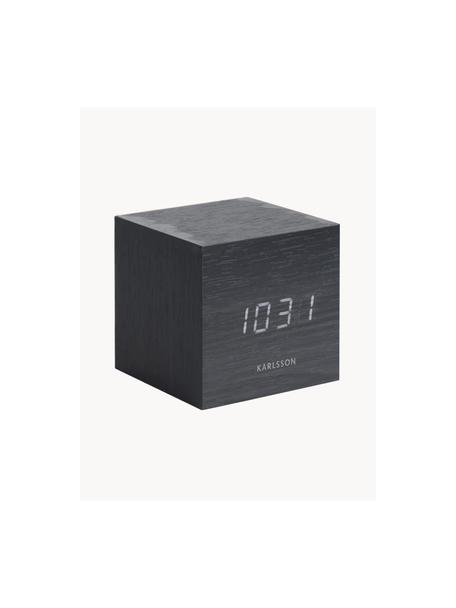 Despertador LED Cube, con conexión USB, Chapa de madera, Negro, An 8 x Al 8 cm
