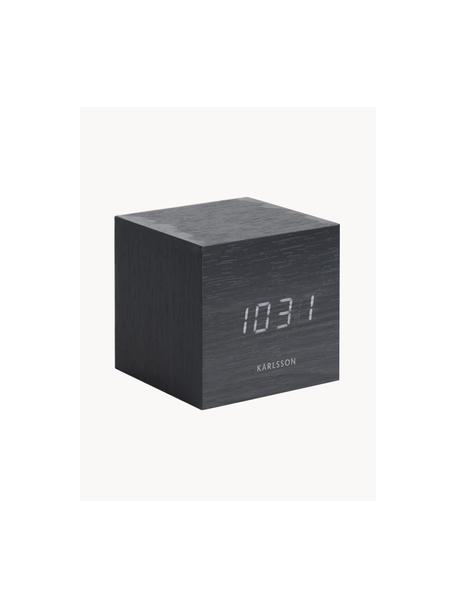 Sveglia a LED con porta USB Cube, Finitura in legno, Nero, Larg. 8 x Alt. 8 cm