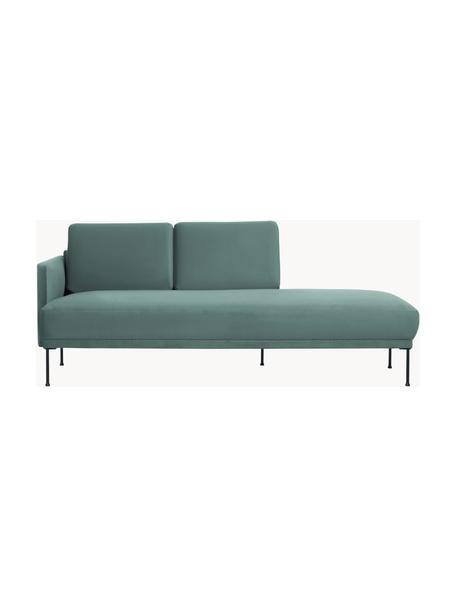 Szezlong z aksamitu Fluente, Tapicerka: aksamit (wysokiej jakości, Stelaż: lite drewno sosnowe z cer, Nogi: metal malowany proszkowo, Petrol aksamit, S 202 x G 85 cm, oparcie lewostronne