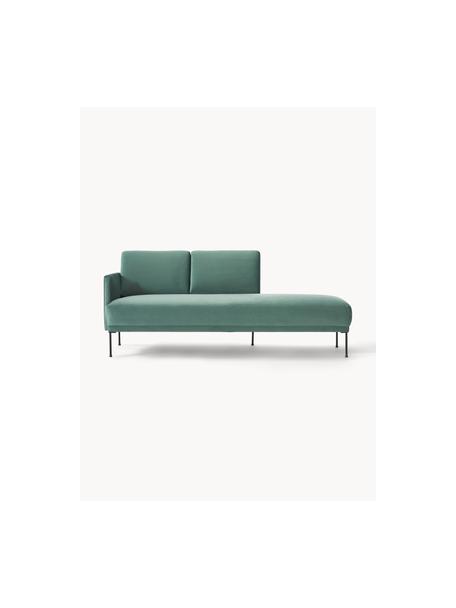 Fluwelen chaise longue Fluente, Bekleding: fluweel (hoogwaardig poly, Frame: massief grenenhout, FSC-g, Poten: gepoedercoat metaal, Fluweel petrol, B 202 x D 85 cm, rugleuning links