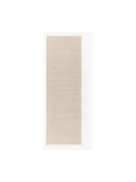 Handgeweven wollen loper Amaro, Onderzijde: 100% katoen Het in dit pr, Lichtbeige, B 80 x L 250 cm