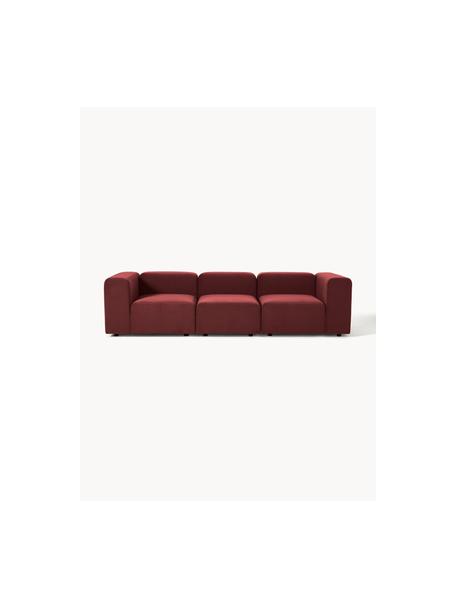 Modulares Samt-Sofa Lena (4-Sitzer), Bezug: Samt (100 % Polyester) De, Gestell: Kiefernholz, Schichtholz,, Samt Weinrot, B 284 x T 106 cm