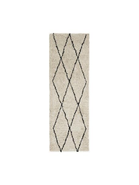 Tapis de couloir beige poils longs Nouria, Beige, noir, larg. 80 x long. 250 cm