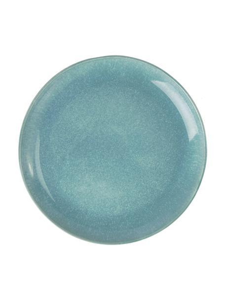 Assiette plate artisanale grès turquoise avec émail Anthia, 2 pièces, Grès cérame, Turquoise, Ø 28 x haut. 3 cm