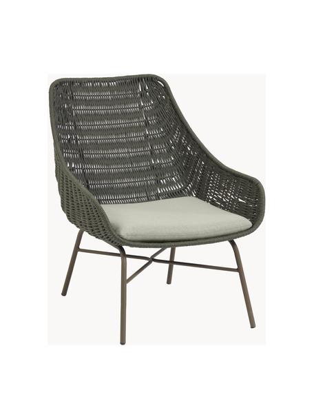 Fauteuil lounge de jardin Abeli, Tissu beige clair, vert olive, larg. 68 x prof. 67 cm