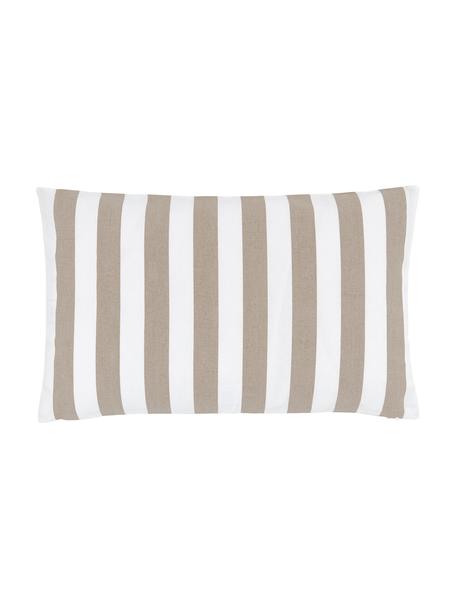 Housse de coussin rectangulaire à rayures Timon, 100 % coton, Taupe, blanc, larg. 30 x long. 50 cm